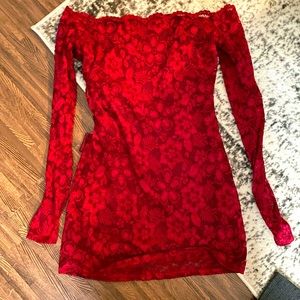 Tie back wine lace dress- perfect for date night